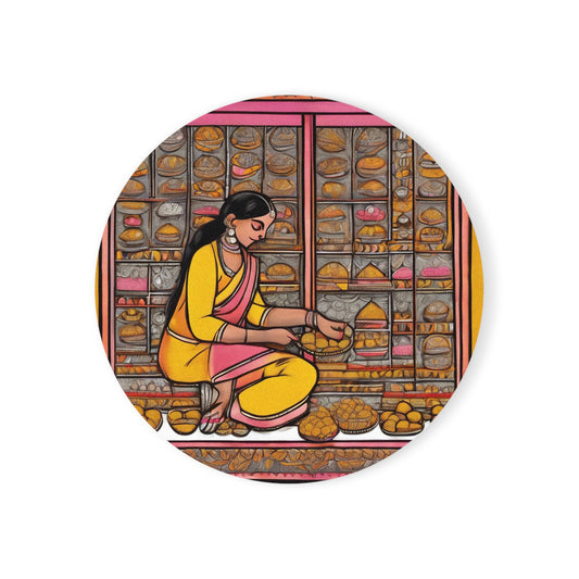 Sweet Shop – Artistic Coaster Set (Square & Round) | Artloom Gallery