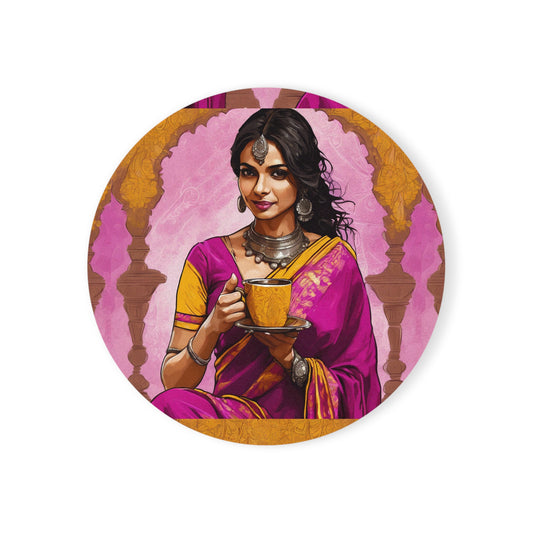 Bollywood Chai Party – Coaster Set (Square & Round) | Artloom Gallery