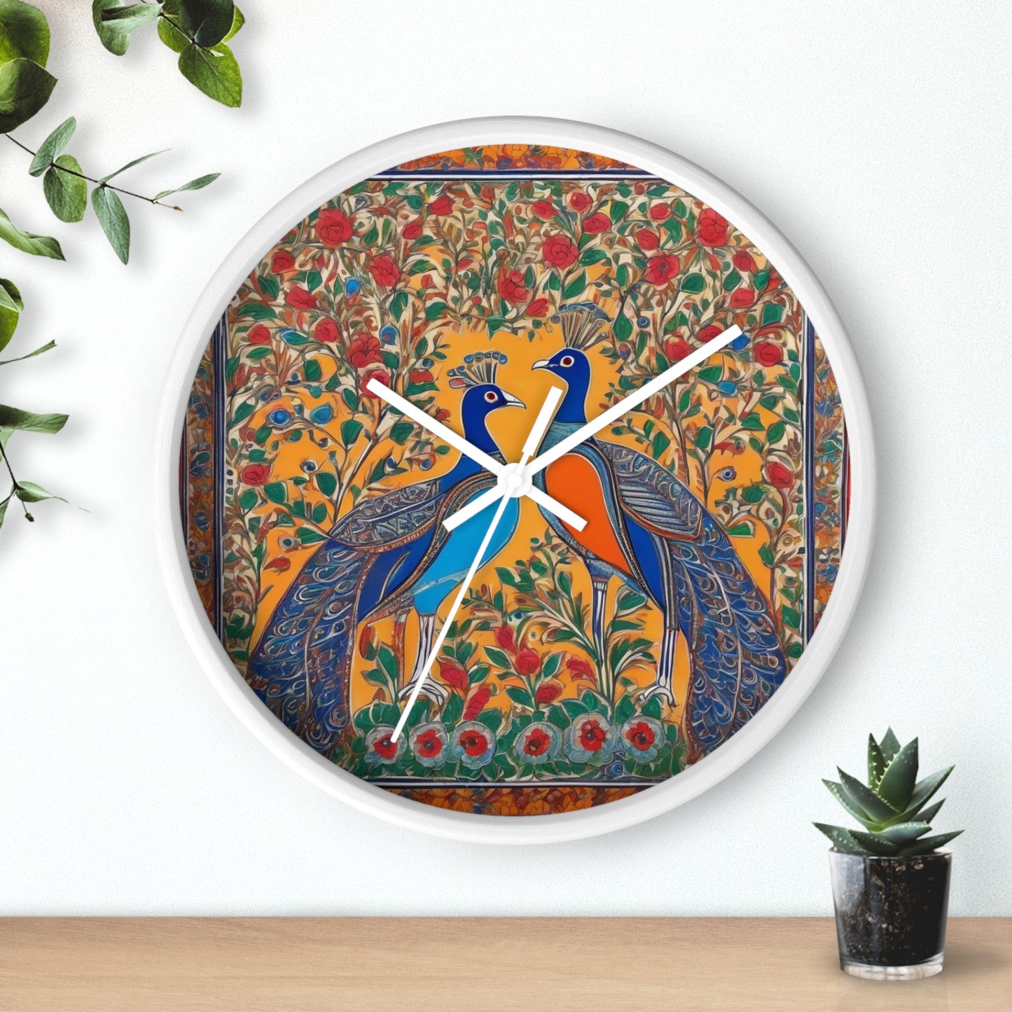 Auspicious Peacocks – Boho Wall Clock | Artloom Gallery