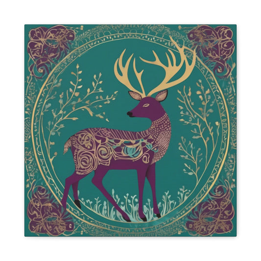 Gond Tribal Folk Art Deer Canvas Print | Artloom Gallery