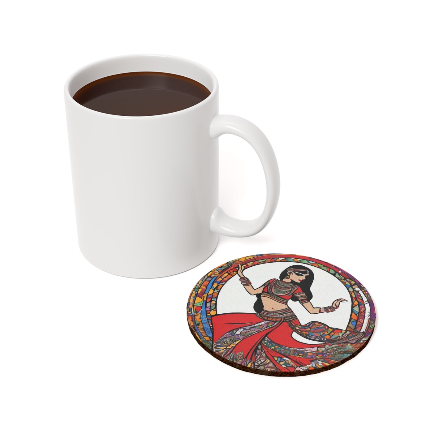 Garba Night Celebration – Coaster Set (Square & Round) | Artloom Gallery