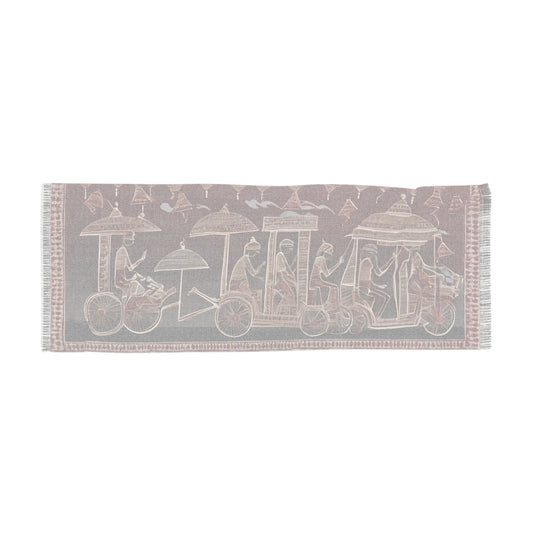 The Royal Entourage – Warli Print - Light Scarf (27x71 in) | Artloom Gallery