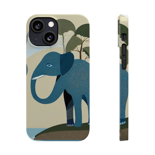 Playful Elephant Art Slim Phone Case | Artloom Gallery