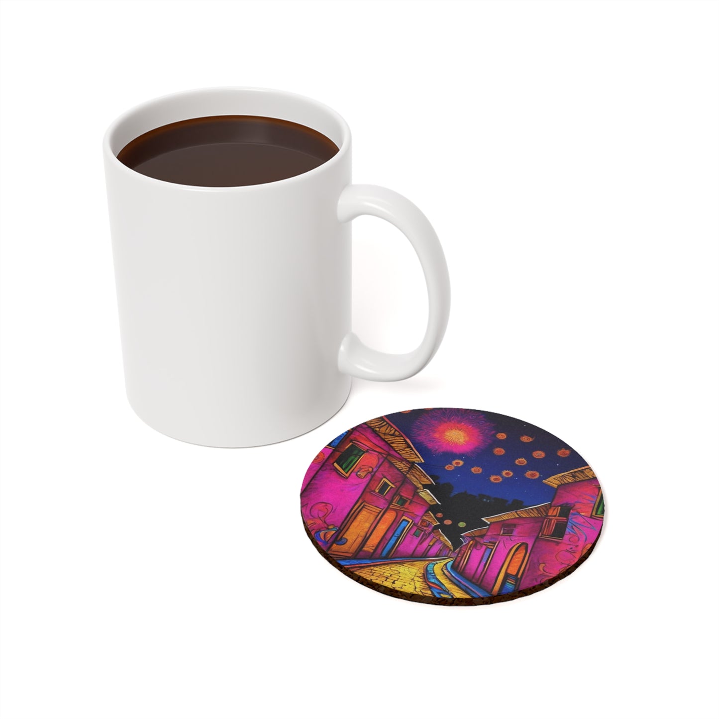 Firecrackers – Artistic Coaster Set (Square & Round) | Artloom Gallery