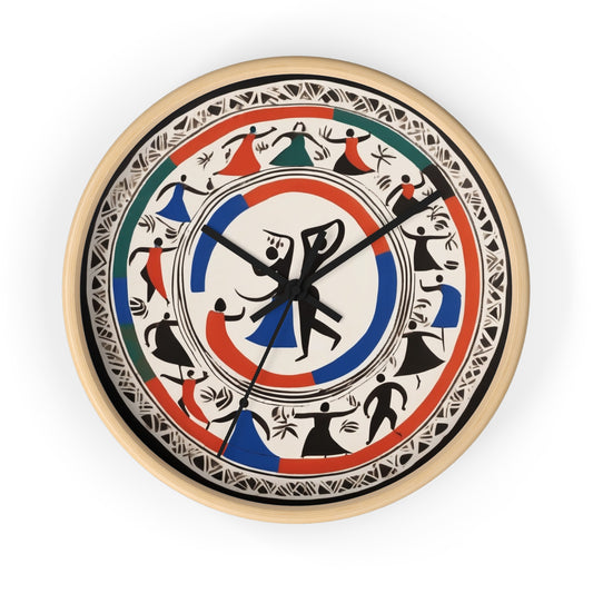 Rhythms of Time – Warli Tribal Wall Clock | Artloom Gallery