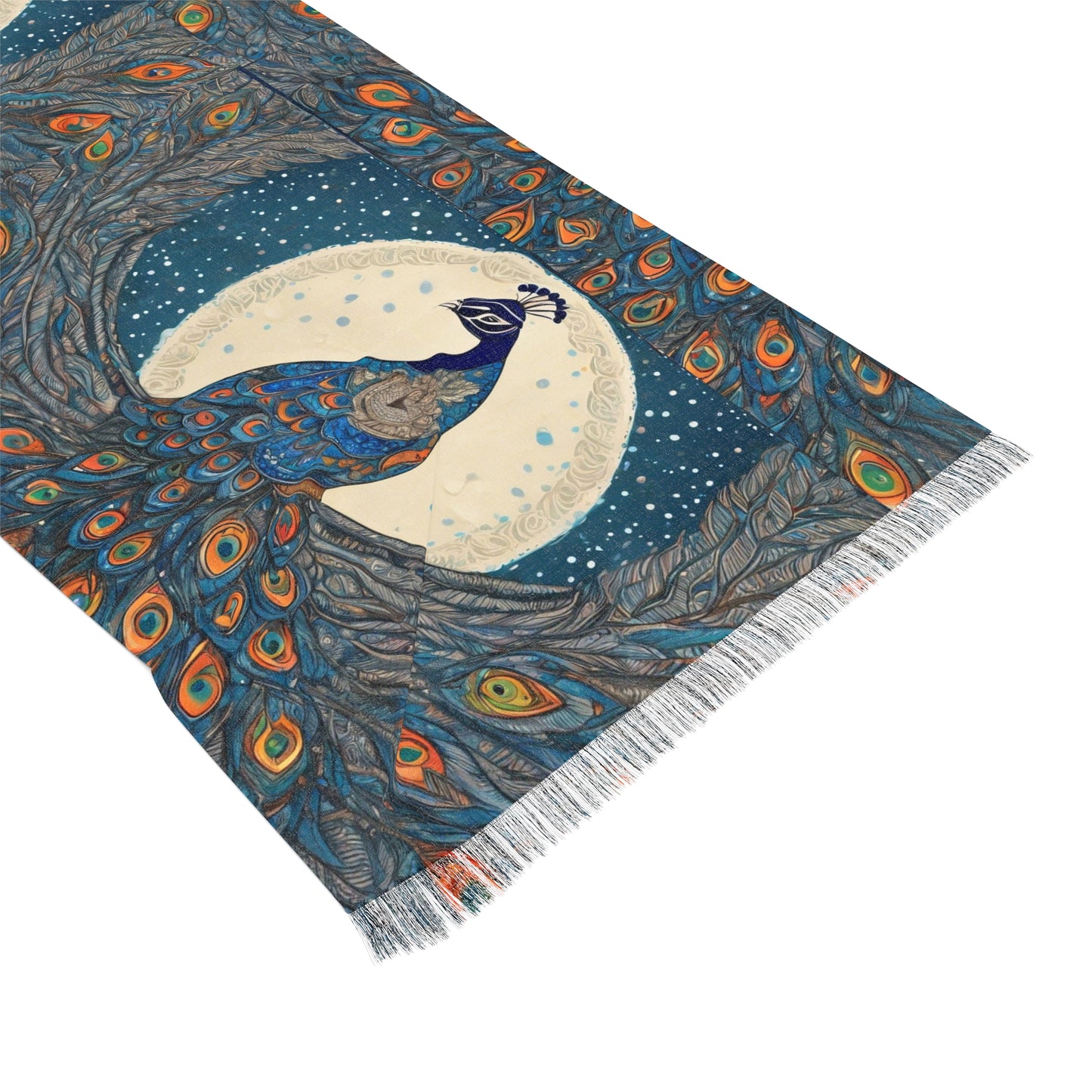 Peacocks in the Rain – Madhubani Print - Light Scarf (27x71 in) | Artloom Gallery
