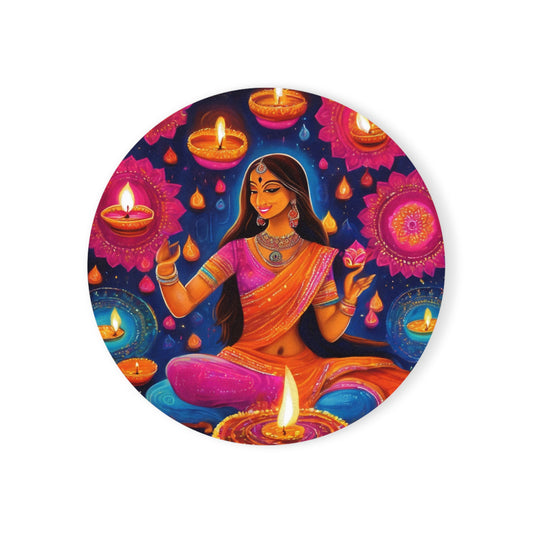 Diwali Celebration – Artistic Coaster Set (Square & Round) | Artloom Gallery