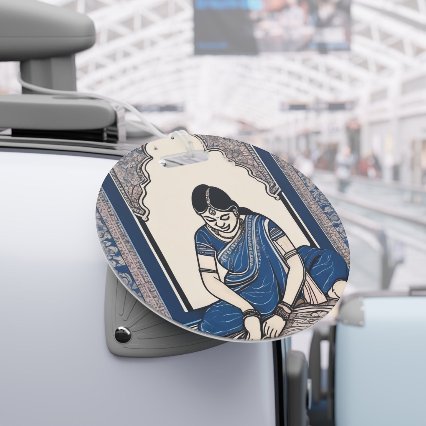 Kalamkari Art Woman Making Kolam – Luggage Tag | Artloom Gallery