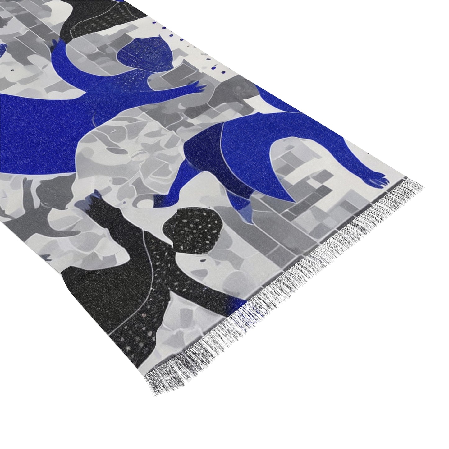 Dancing In The Rain Warli Painting Print – Light Scarf (27x71 in) | Artloom Gallery