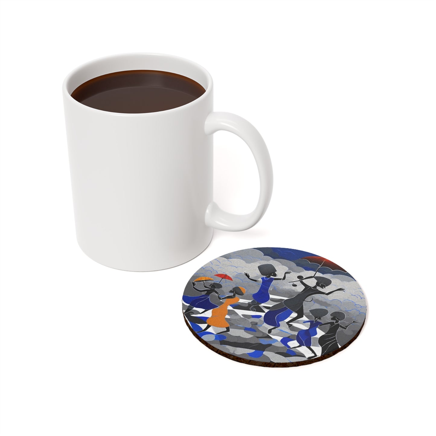 Dancing In The Rain – Warli Coaster Set (Square & Round) | Artloom Gallery