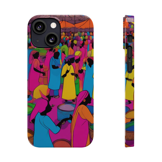 Festive Colors at the Bazaar – Bold and Vibrant Art Slim Phone Case | Artloom Gallery