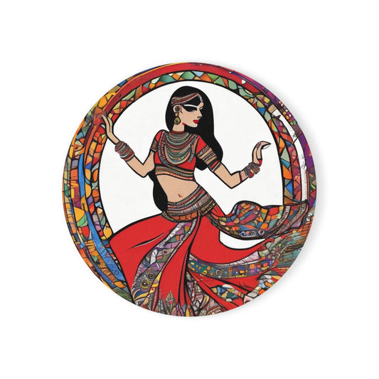 Garba Night Celebration – Coaster Set (Square & Round) | Artloom Gallery