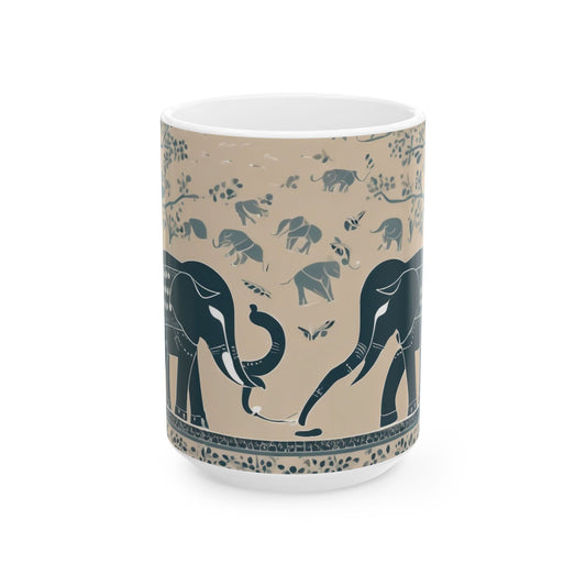 Coffee Mug – Madhubani Painting of Elephants at Play