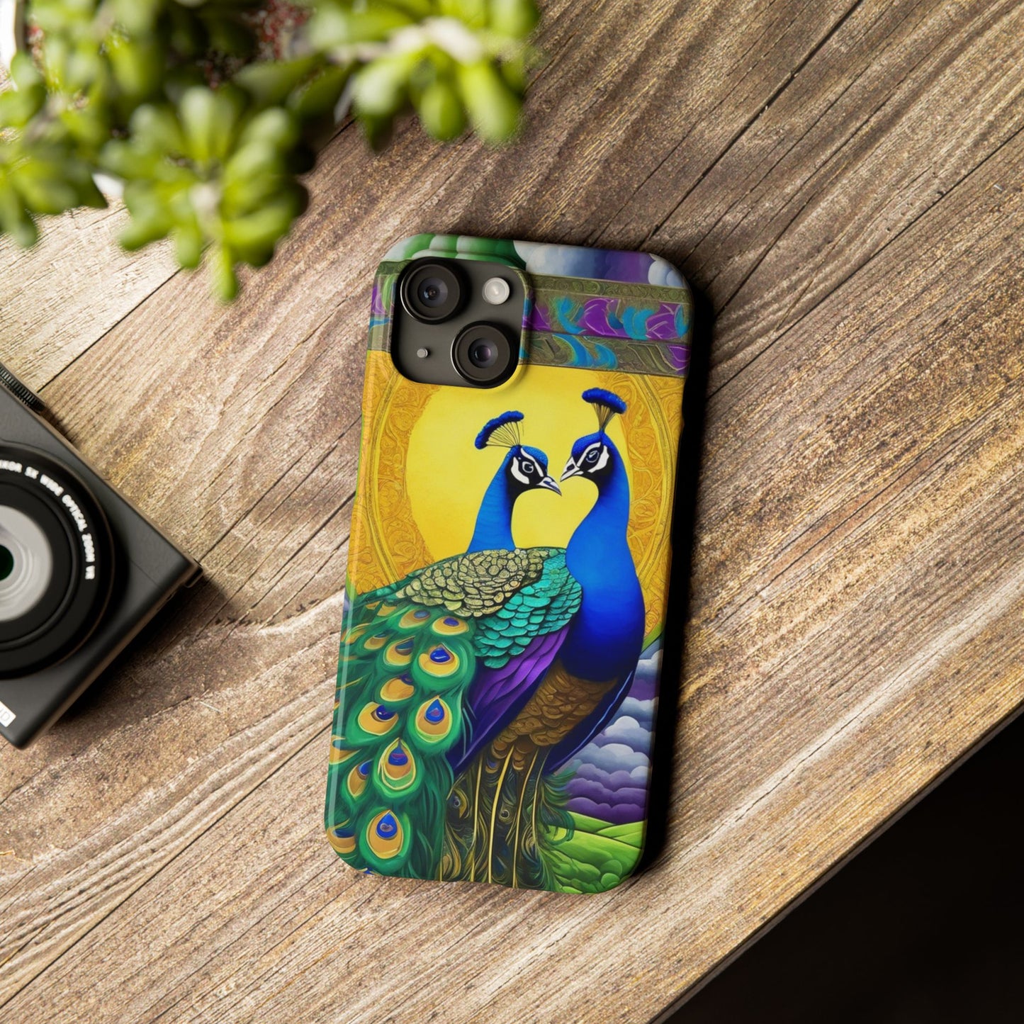 Beautiful Peacocks Slim Phone Case | Artloom Gallery