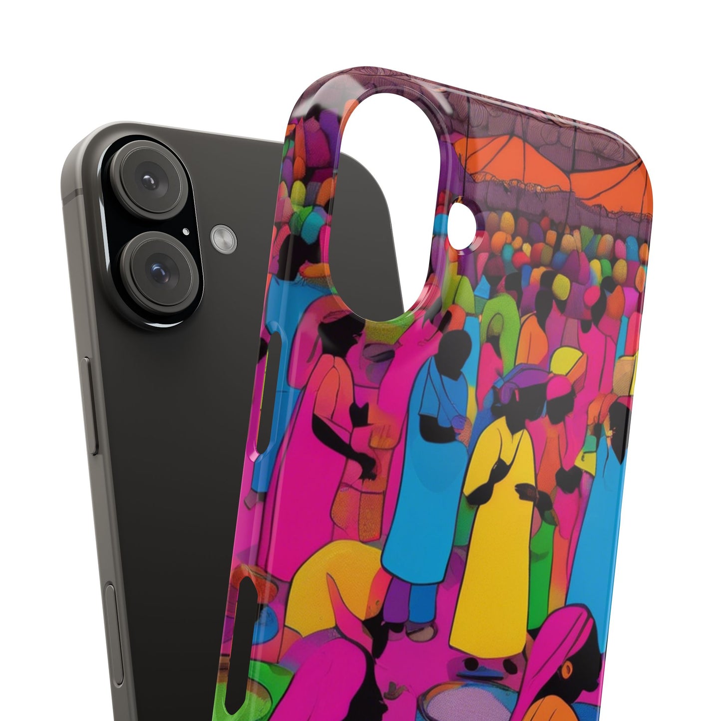 Festive Colors at the Bazaar – Bold and Vibrant Art Slim Phone Case | Artloom Gallery