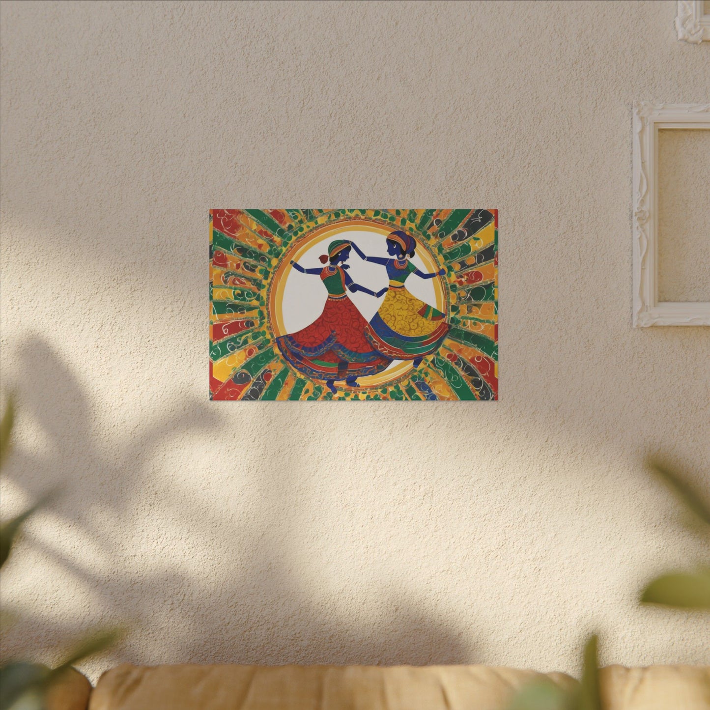 Garba Night Celebration Warli Art Canvas Print | Artloom Gallery