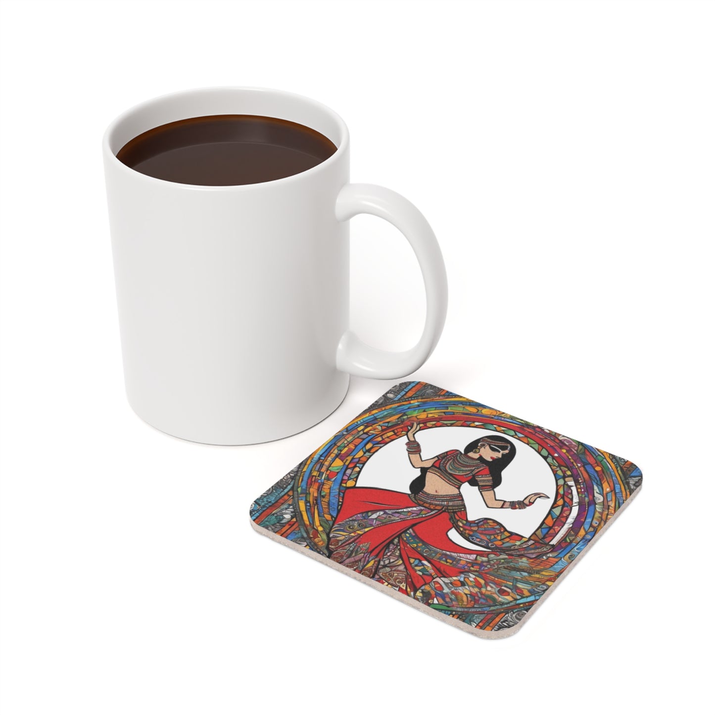 Garba Night Celebration – Coaster Set (Square & Round) | Artloom Gallery