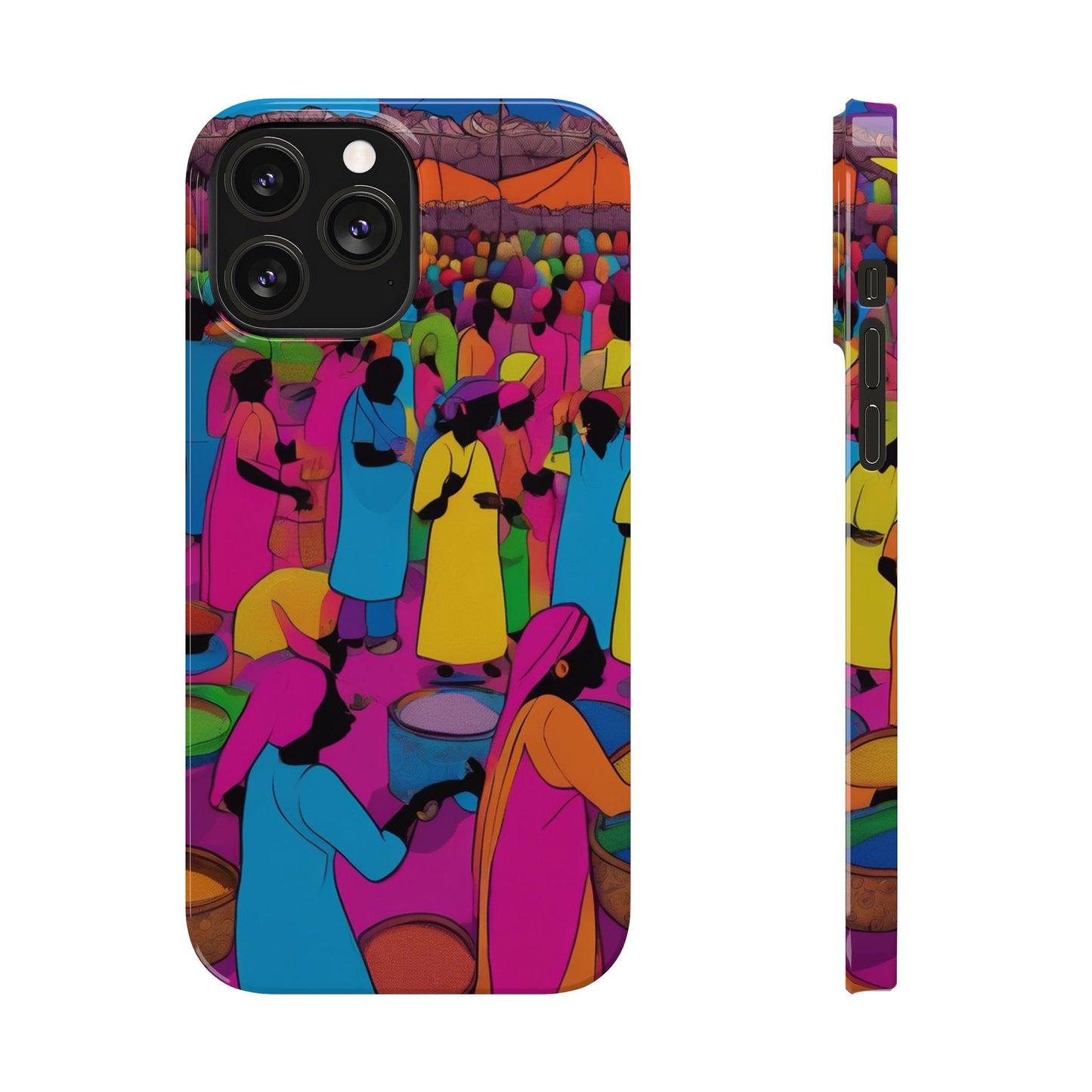 Festive Colors at the Bazaar – Bold and Vibrant Art Slim Phone Case | Artloom Gallery