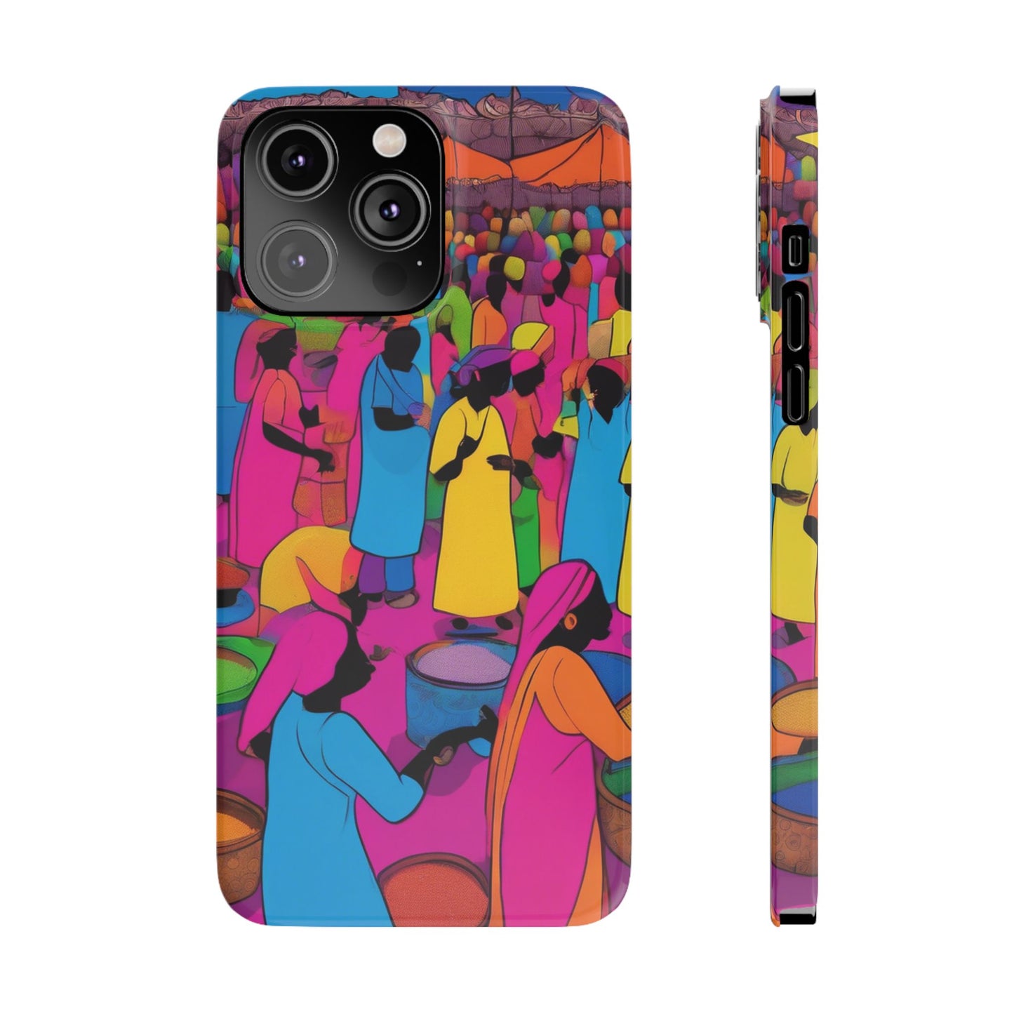 Festive Colors at the Bazaar – Bold and Vibrant Art Slim Phone Case | Artloom Gallery