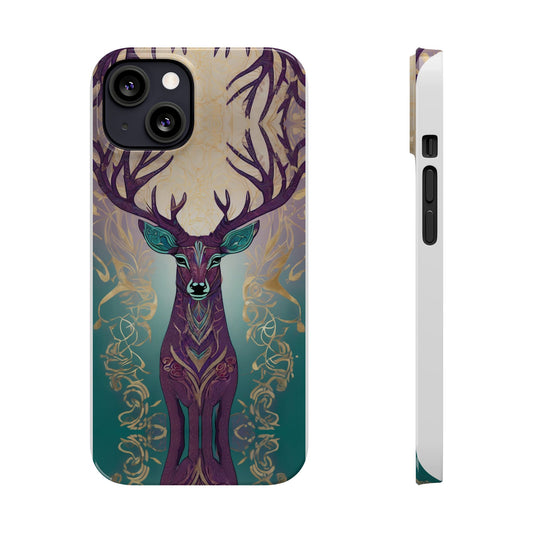 Gond Tribal Art Deer in Forest Slim Phone Case | Artloom Gallery