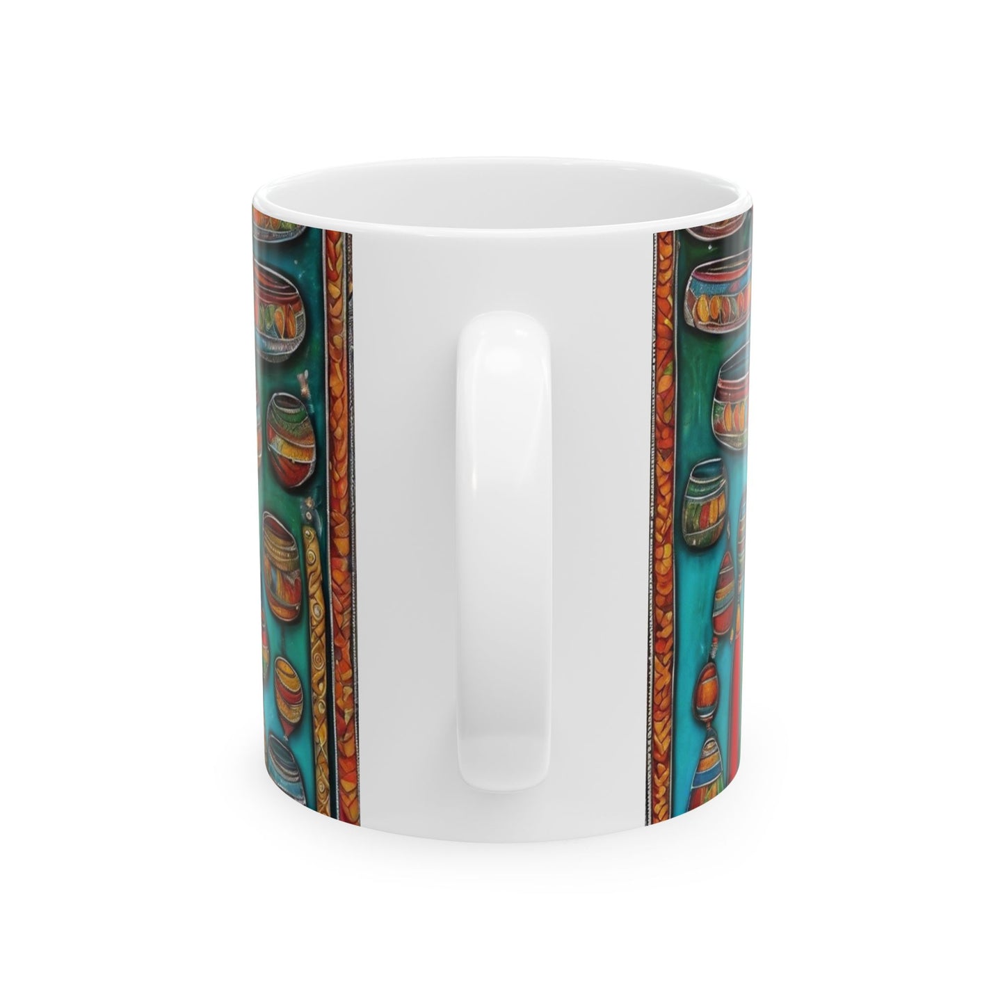 Coffee Mug - Kalamkari Art of a Bustling Bazaar Shop