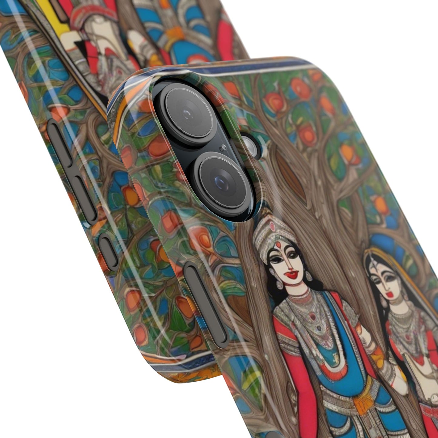 Classic Madhubani Radha Krishna Painting Night Slim Phone Case | Artloom Gallery
