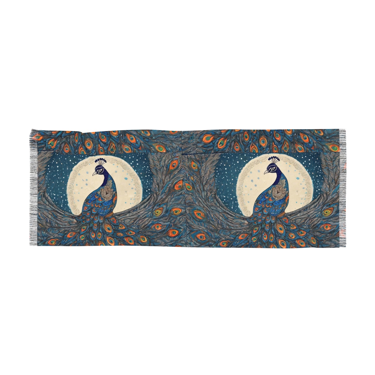 Peacocks in the Rain – Madhubani Print -  Light Scarf (27x71 in) | Artloom Gallery
