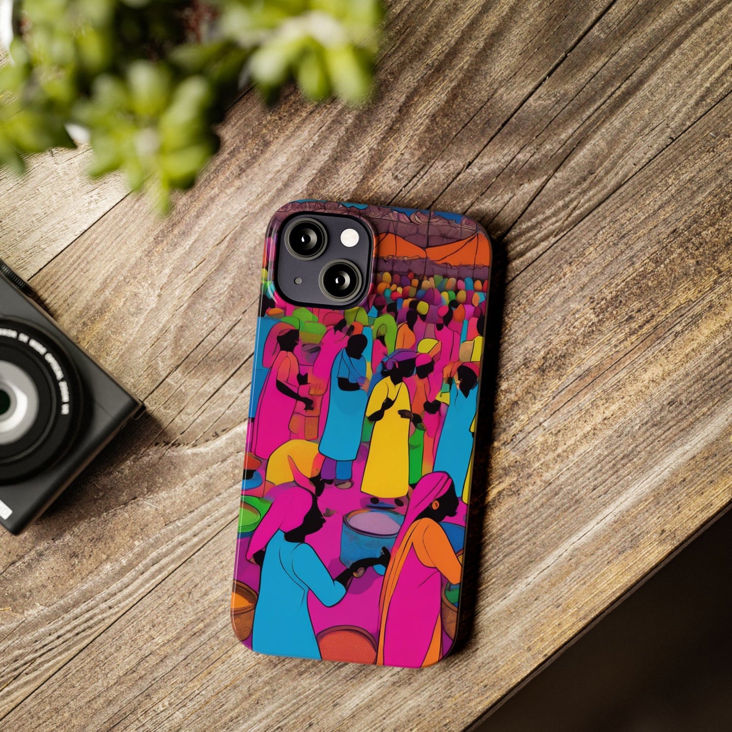 Festive Colors at the Bazaar – Bold and Vibrant Art Slim Phone Case | Artloom Gallery