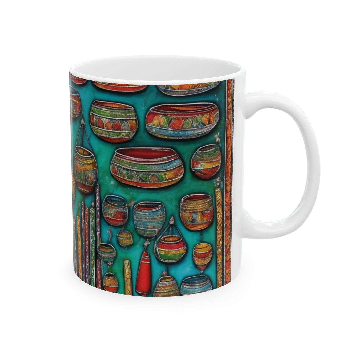 Coffee Mug - Kalamkari Art of a Bustling Bazaar Shop