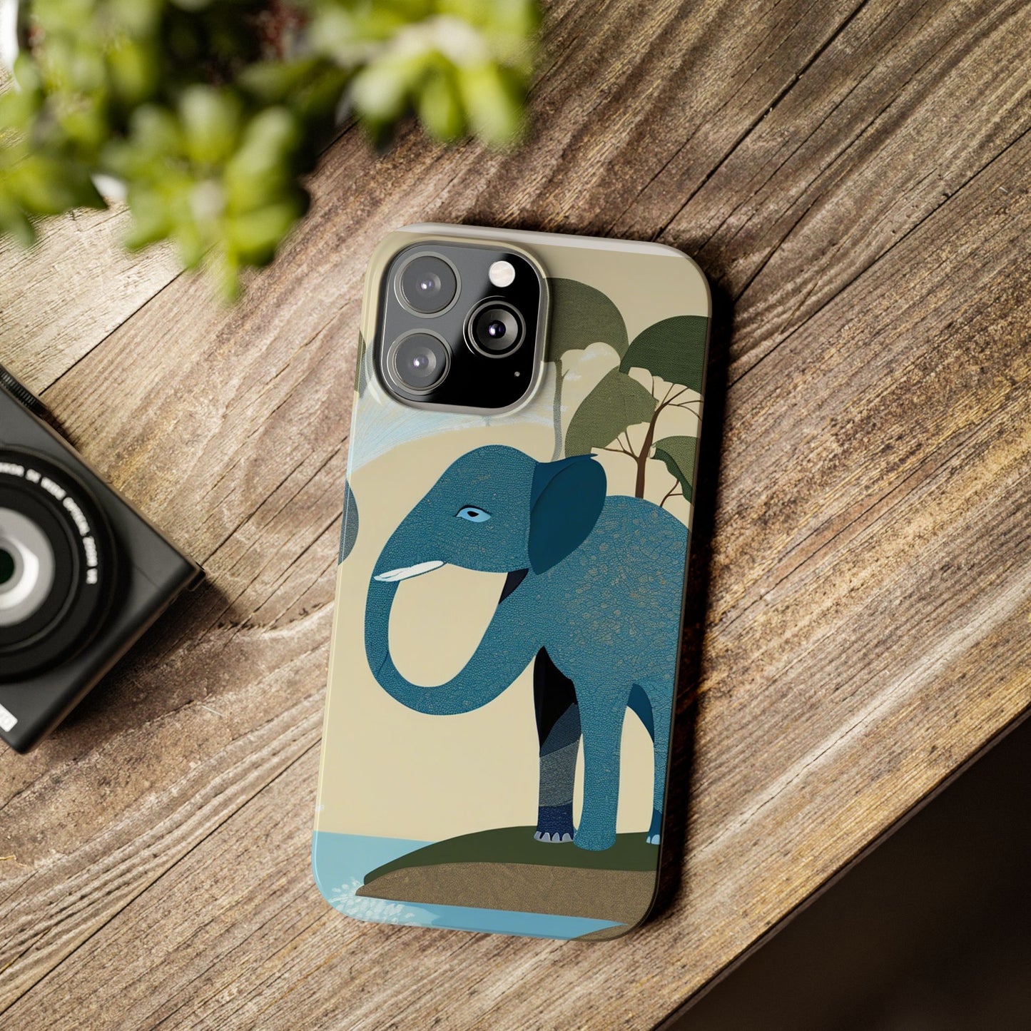 Playful Elephant Art Slim Phone Case | Artloom Gallery
