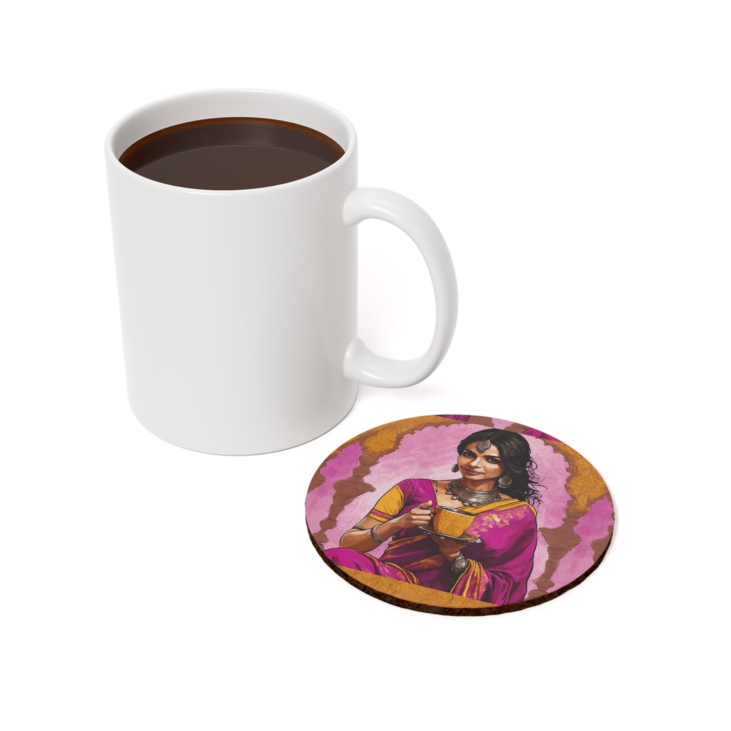 Bollywood Chai Party – Coaster Set (Square & Round) | Artloom Gallery