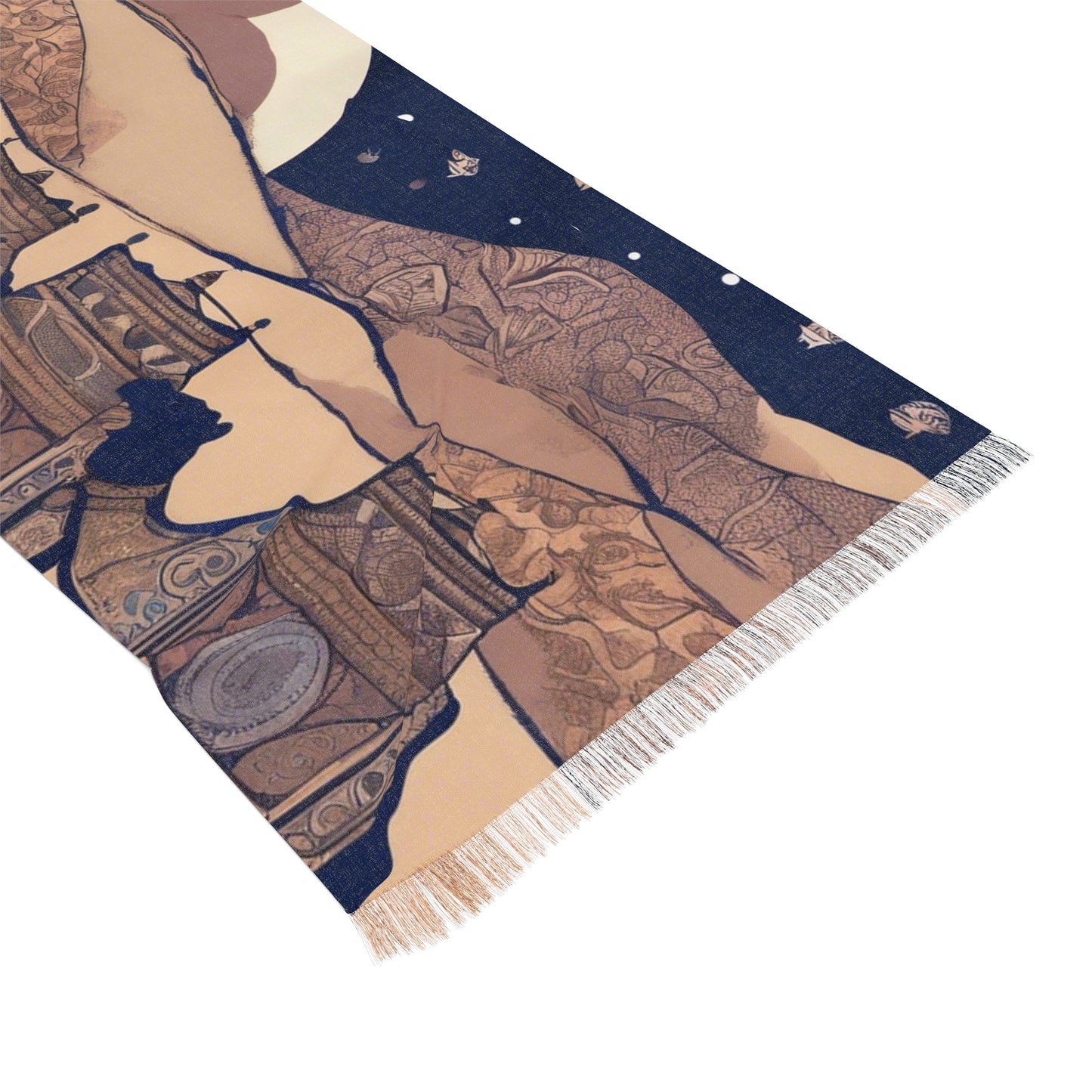 Moonlit Camel Caravan - Artistic Print – Light Scarf (27x71 in) | Artloom Gallery