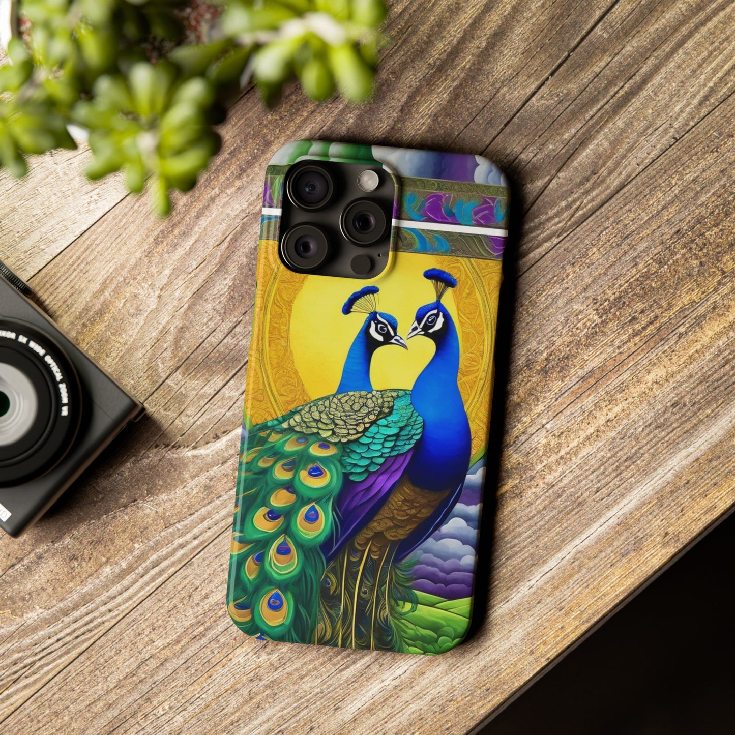 Beautiful Peacocks Slim Phone Case | Artloom Gallery
