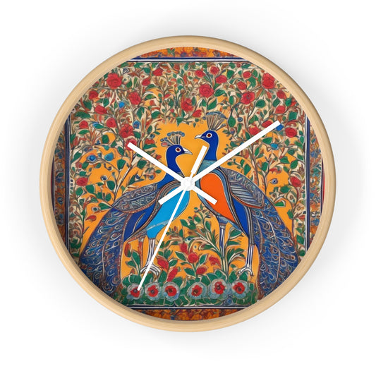 Auspicious Peacocks – Boho Wall Clock | Artloom Gallery