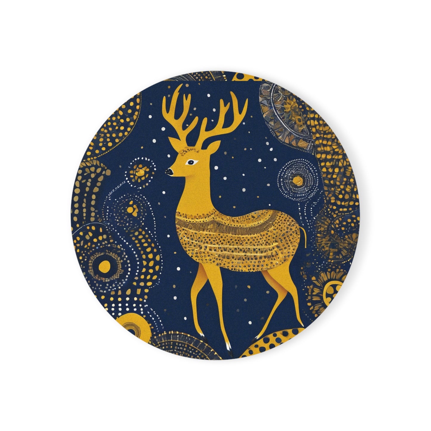Dancing Deer – Gond Tribal Art Coaster Set (Square & Round) | Artloom Gallery
