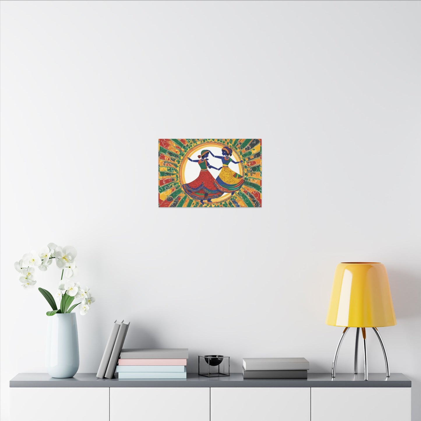 Garba Night Celebration Warli Art Canvas Print | Artloom Gallery