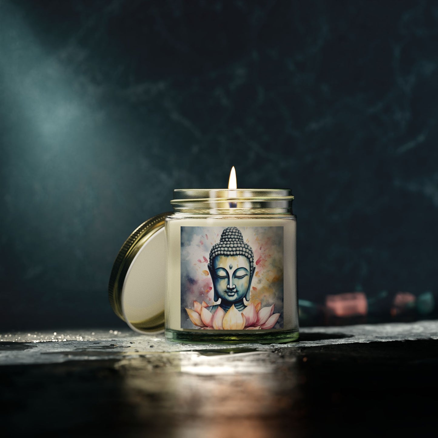 Serene Buddha in Water Color Scented Candle (4oz, 9oz) | Artloom Gallery