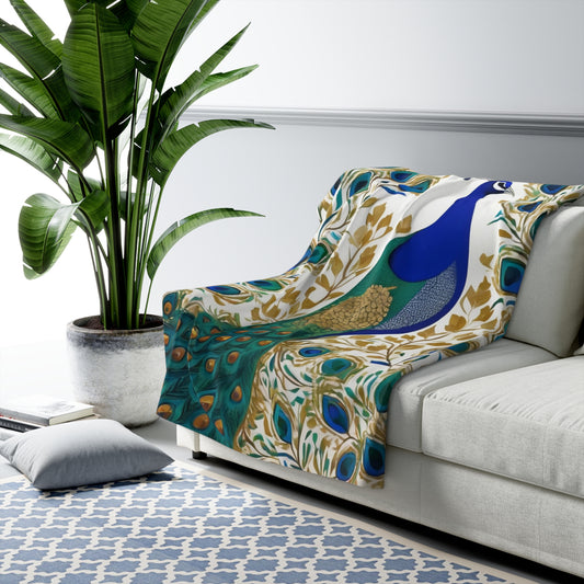 Song of the Peacock Sherpa Blanket | Artloom Gallery