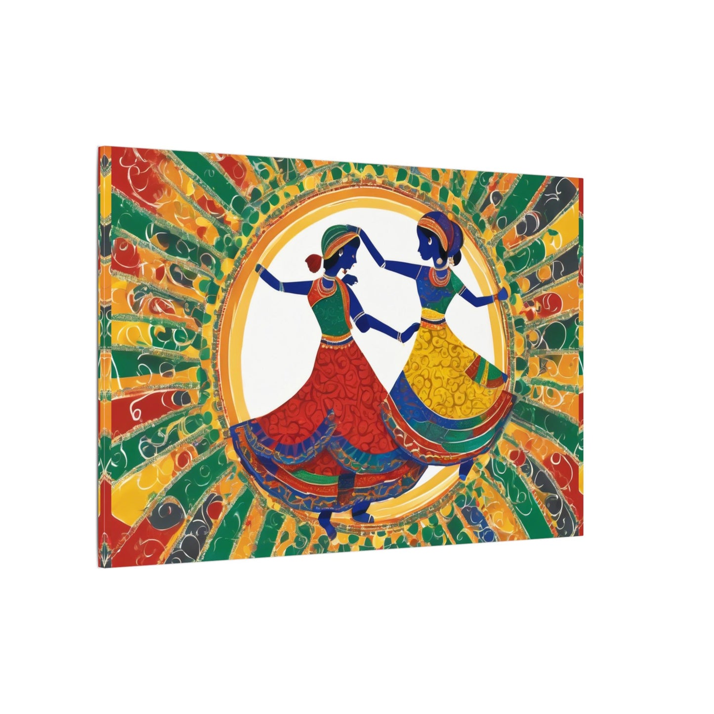 Garba Night Celebration Warli Art Canvas Print | Artloom Gallery