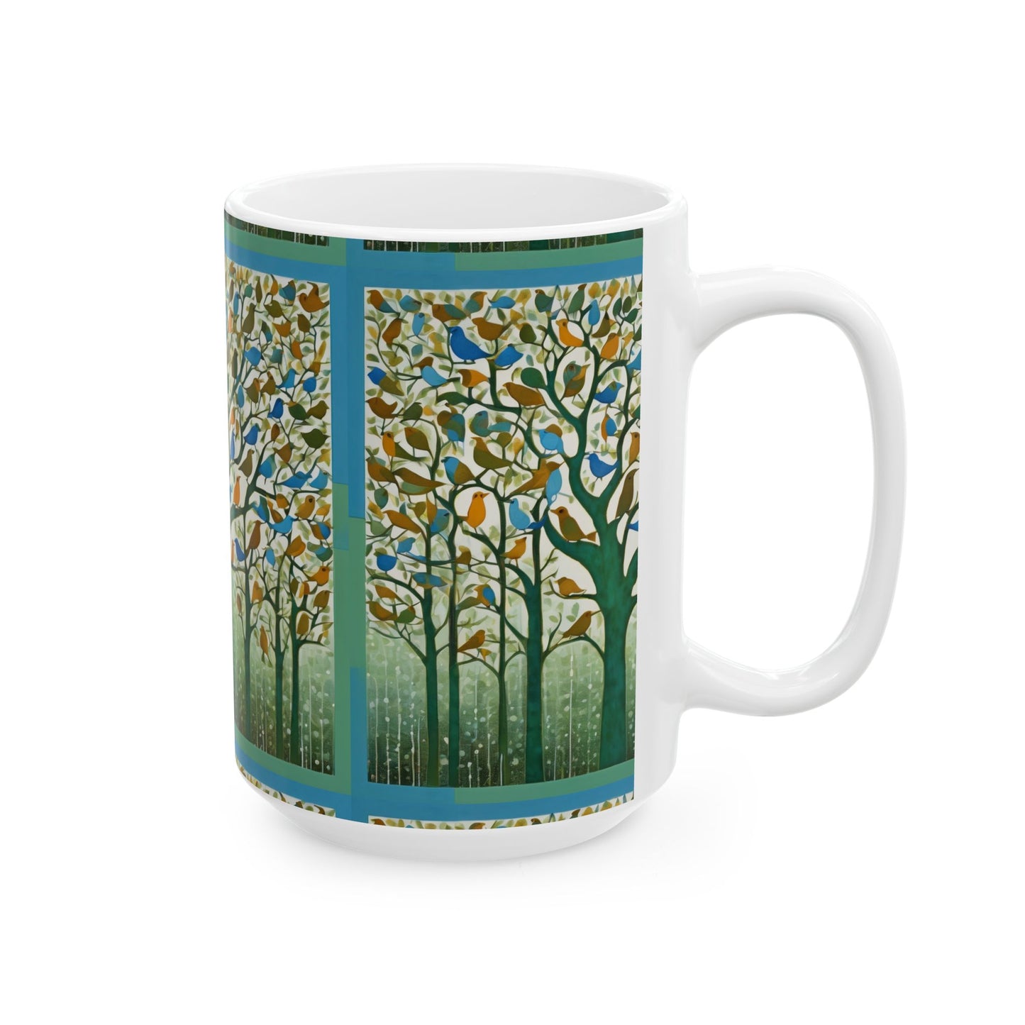Gond Art – Birds Singing in the Rain | Ceramic Mug | Artloom Gallery