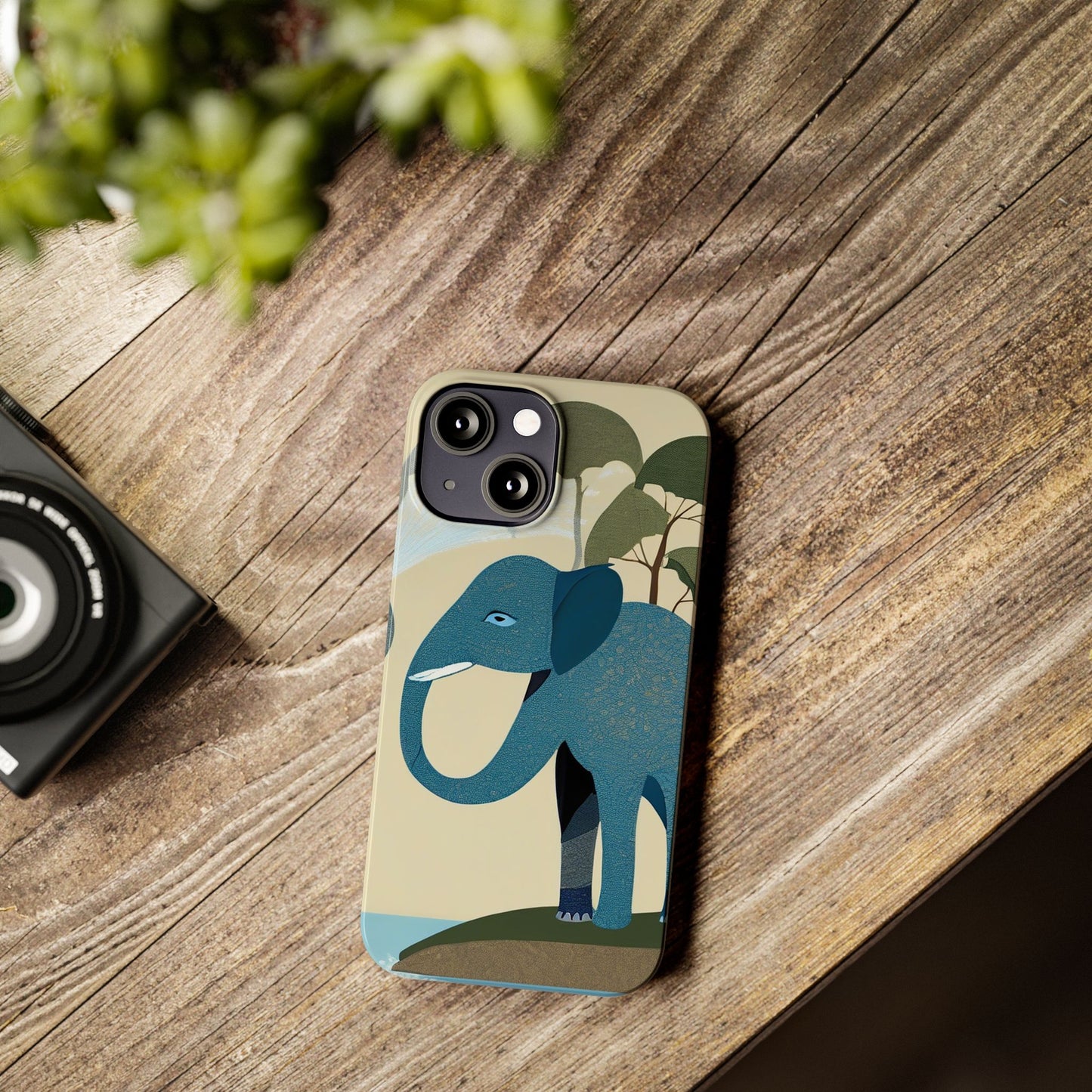 Playful Elephant Art Slim Phone Case | Artloom Gallery