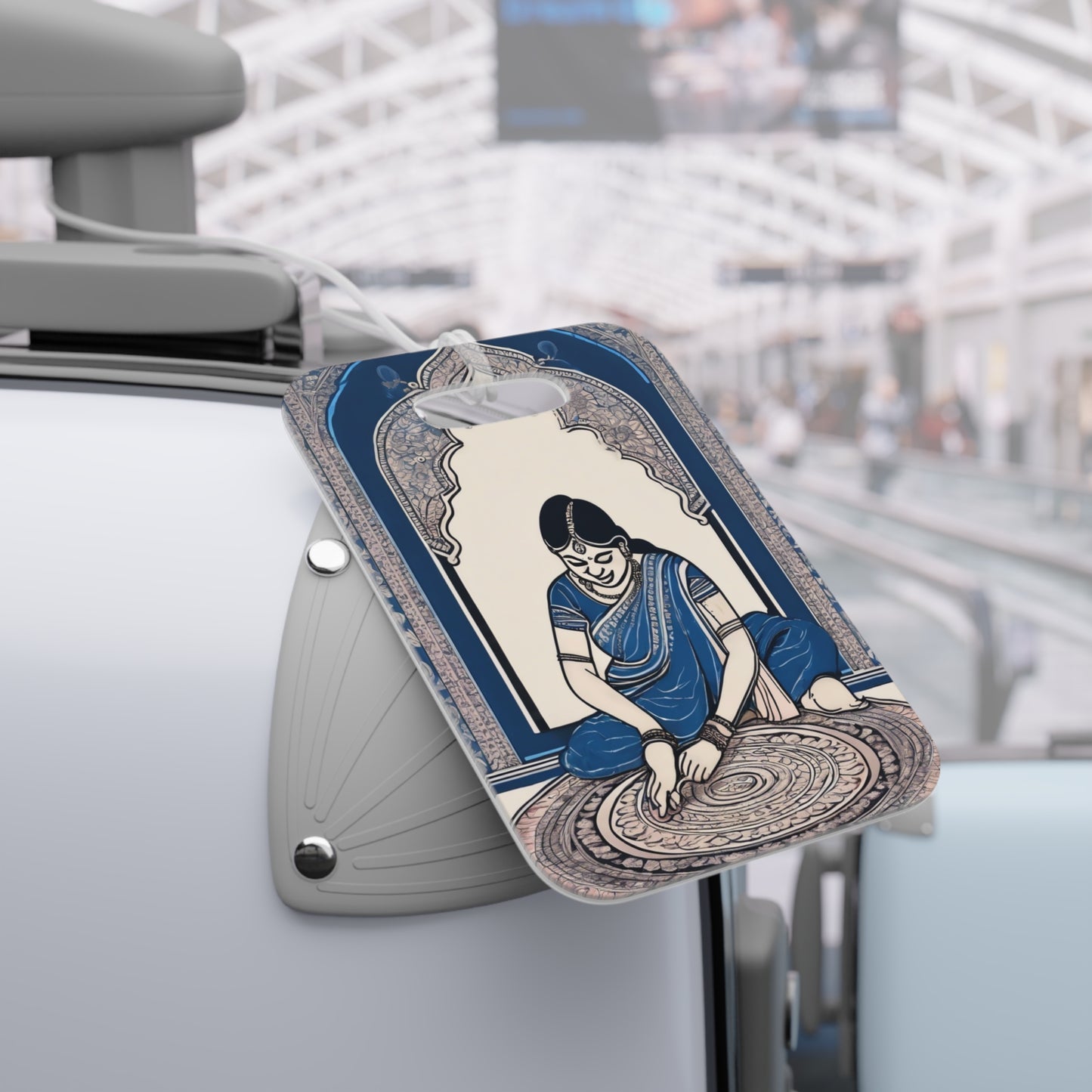 Kalamkari Art Woman Making Kolam – Luggage Tag | Artloom Gallery