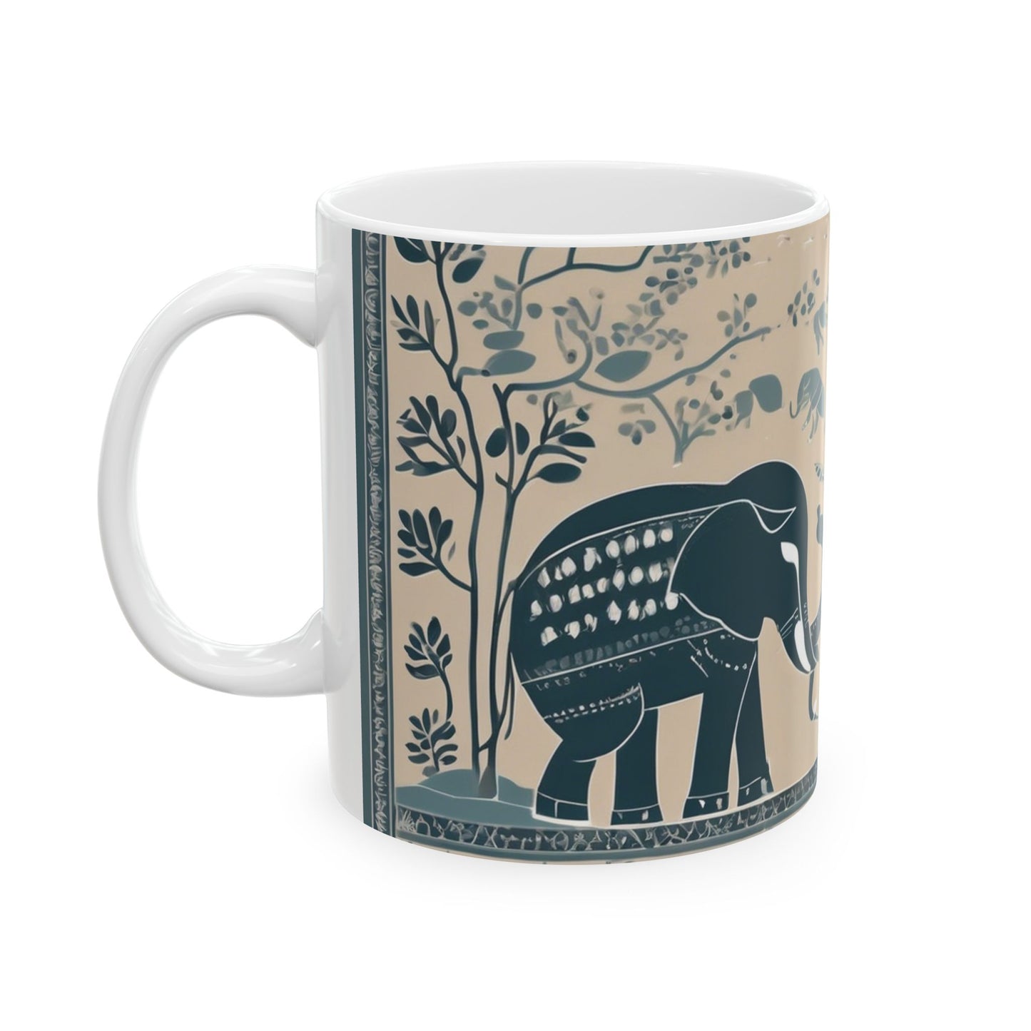 Coffee Mug – Madhubani Painting of Elephants at Play