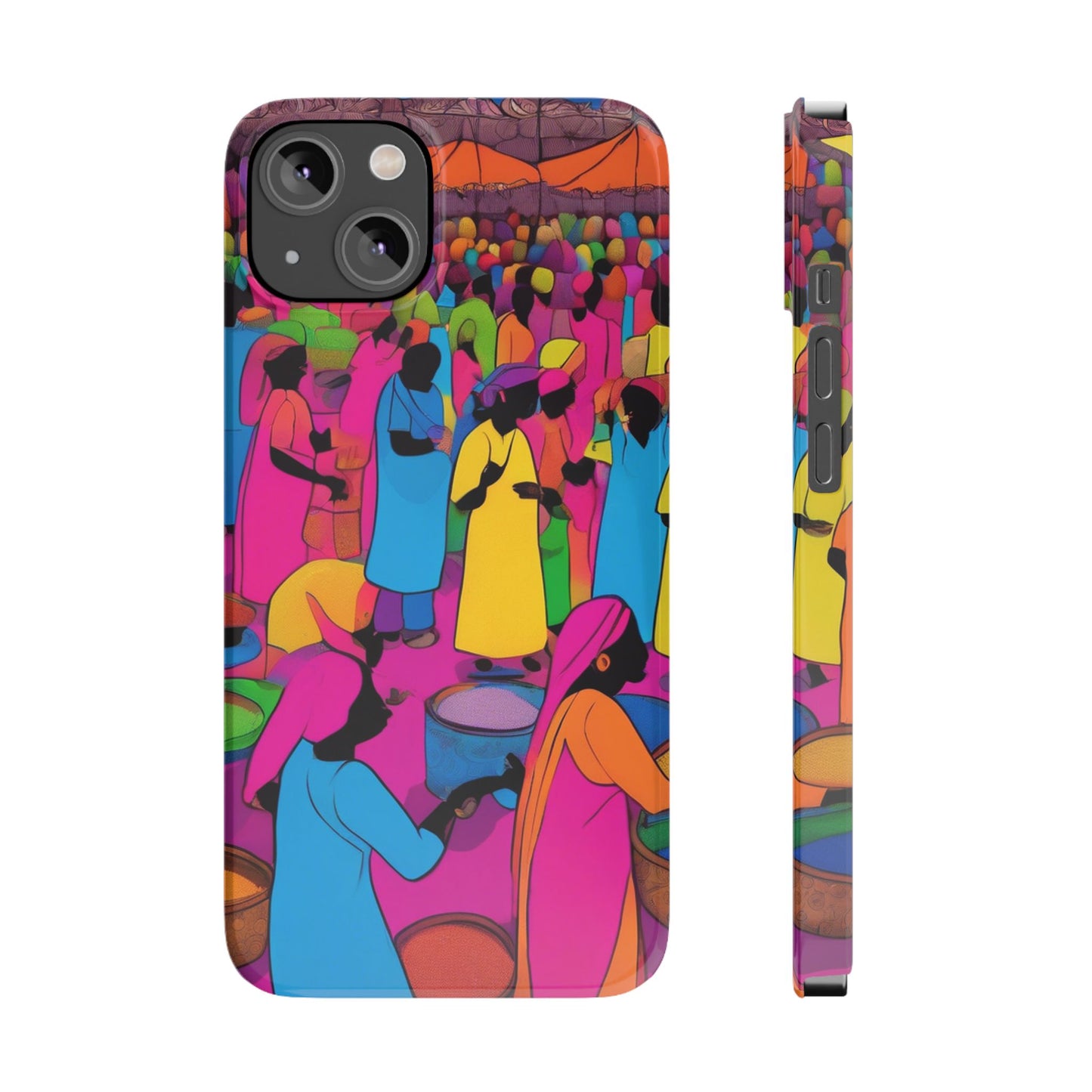 Festive Colors at the Bazaar – Bold and Vibrant Art Slim Phone Case | Artloom Gallery