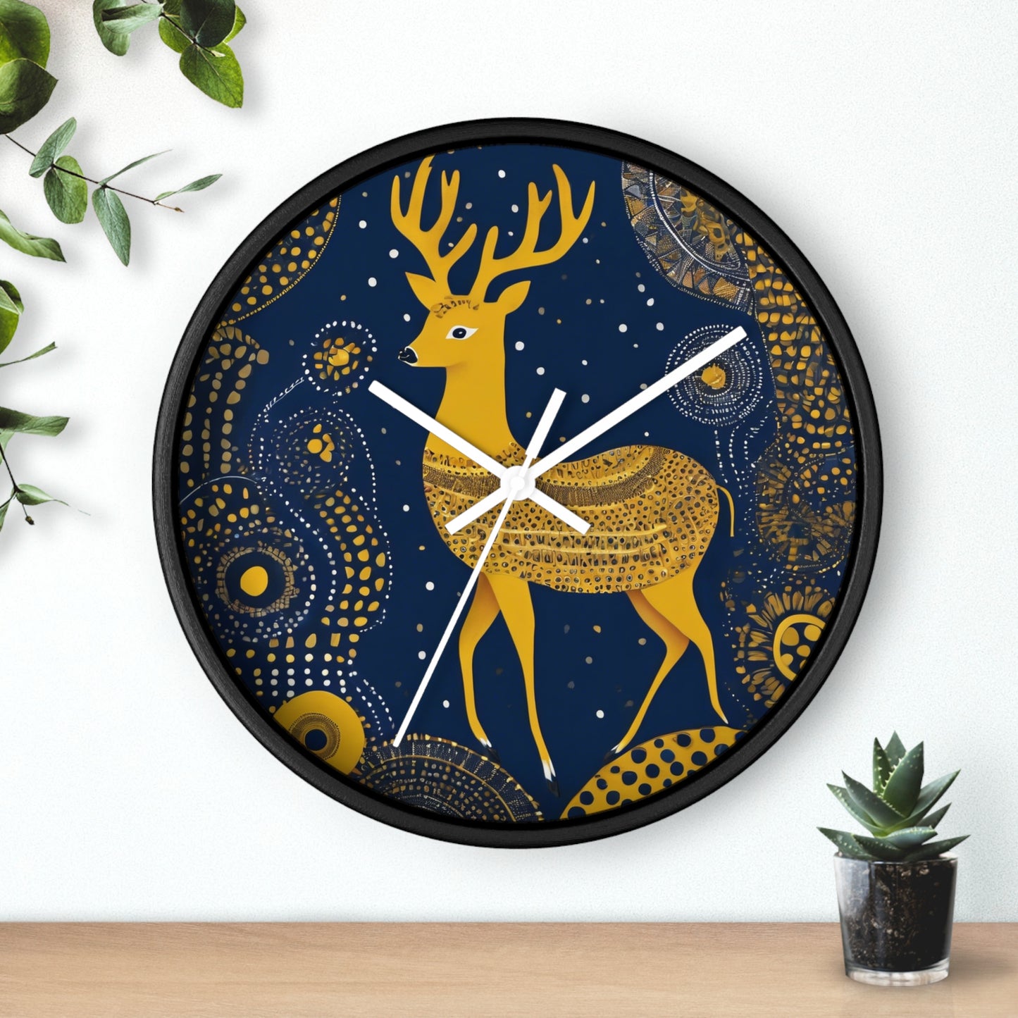 Majestic Deer – Gond Tribal Wall Clock | Artloom Gallery