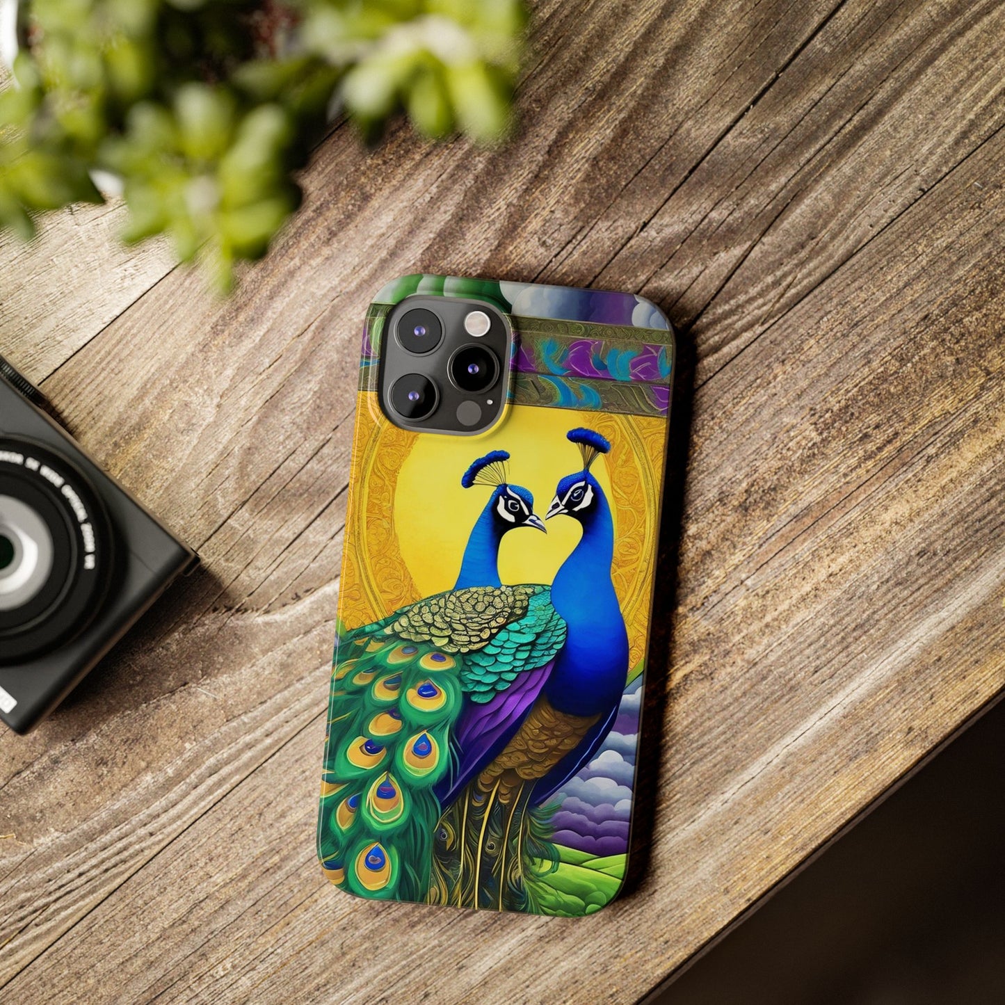 Beautiful Peacocks Slim Phone Case | Artloom Gallery
