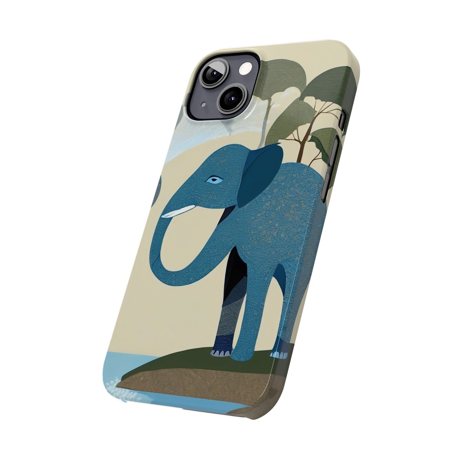 Playful Elephant Art Slim Phone Case | Artloom Gallery
