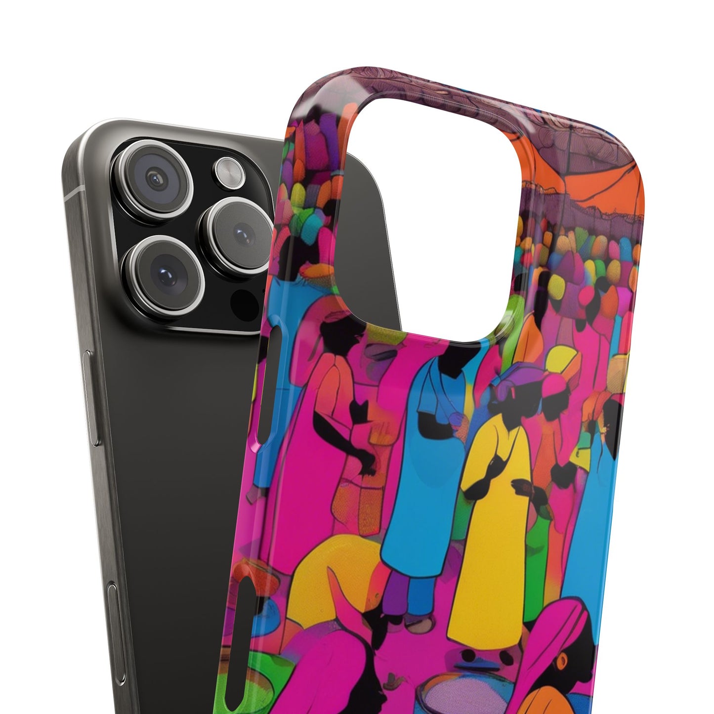 Festive Colors at the Bazaar – Bold and Vibrant Art Slim Phone Case | Artloom Gallery