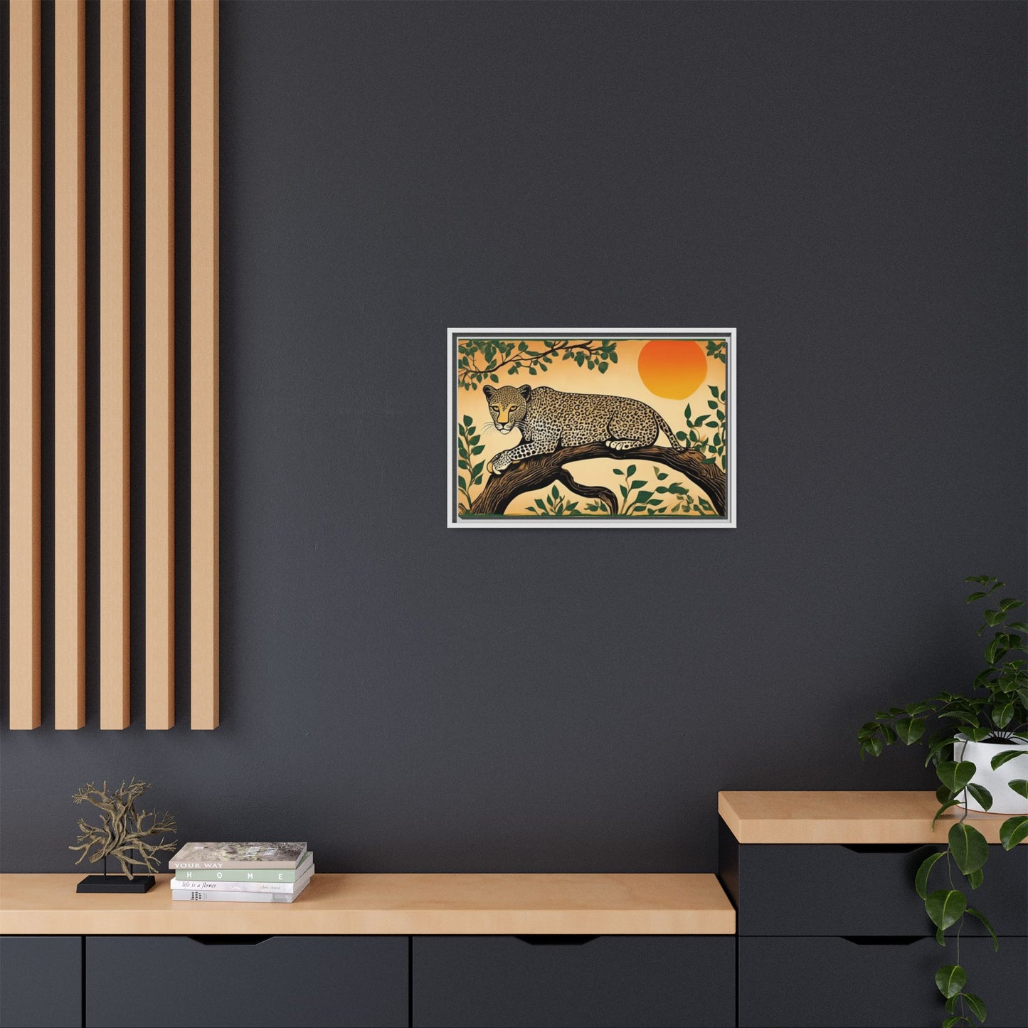Cheetah in the Trees – Wooden Frame Canvas Print | Artloom Gallery