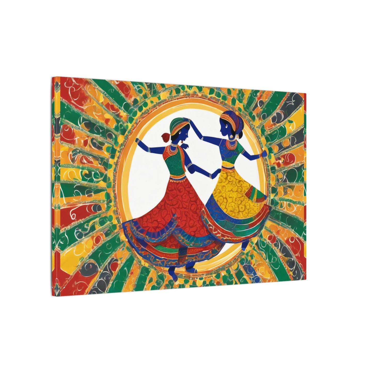 Garba Night Celebration Warli Art Canvas Print | Artloom Gallery